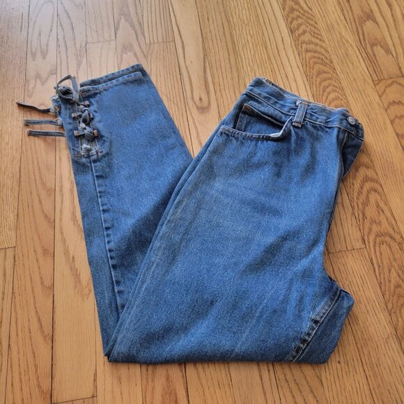Vintage No Excuses Womens Denim Jeans With Side Lace-Up Detail - Size 12 - Picture 2 of 8